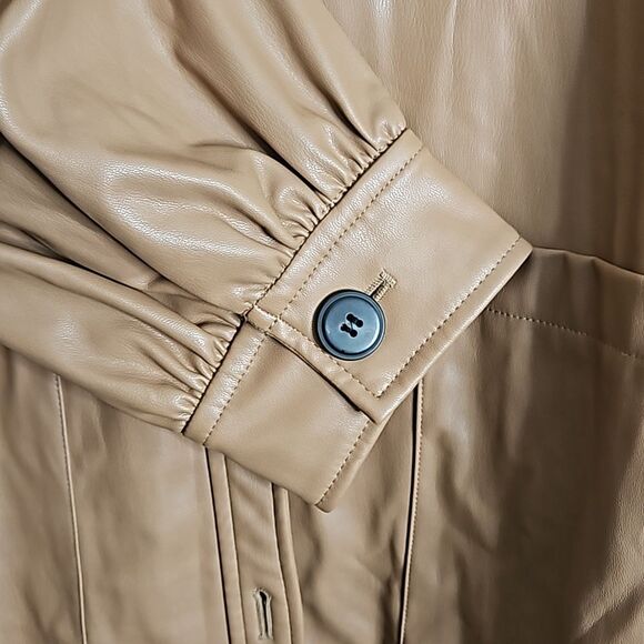 Zara Faux Leather Camel Short Trench Coat Medium Woman - Picture 14 of 15